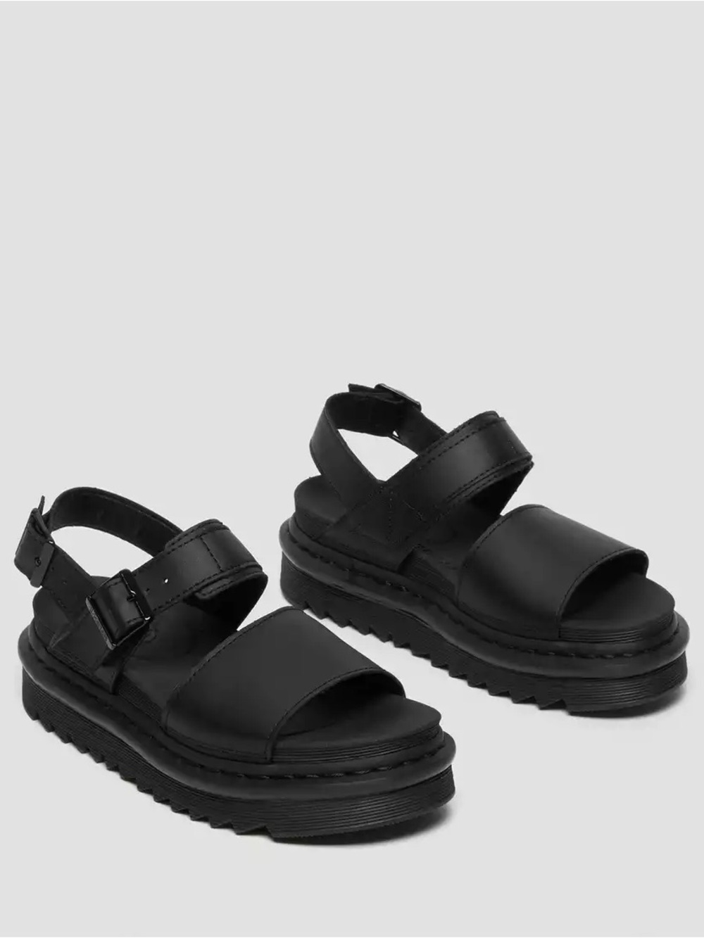 Dr. Martens Voss Hydro Leather Single Strap Platform Sandals Black Womens 7
